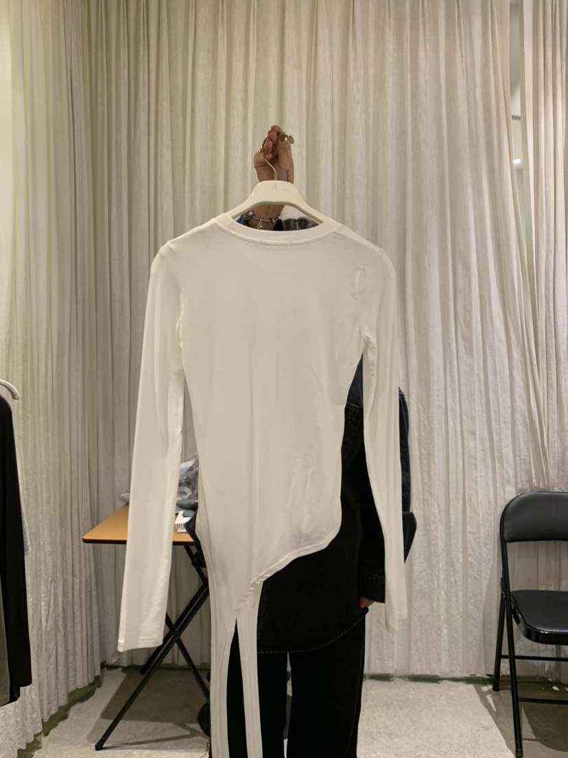 PAPERMOON東大門直郵㊣女士新品時尚長袖T恤不對稱春款修身paper moon長袖T恤