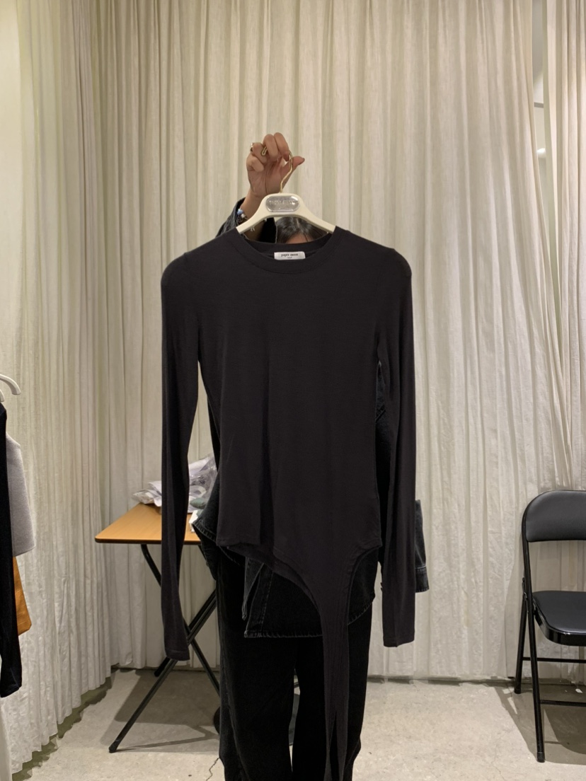 PAPERMOON東大門直郵㊣女士新品時尚長袖T恤不對稱春款修身paper moon長袖T恤圖色2