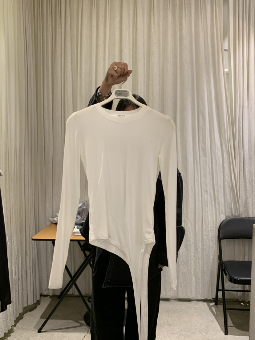 PAPERMOON東大門直郵㊣女士新品時尚長袖T恤不對稱春款修身paper moon長袖T恤圖色4