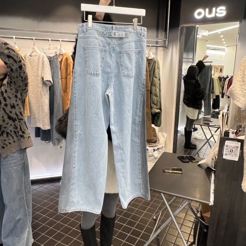 OUS/INCH-L㊣東大門實拍女士新款休閑26春夏牛仔褲春款腰帶OUS/INCH牛仔褲