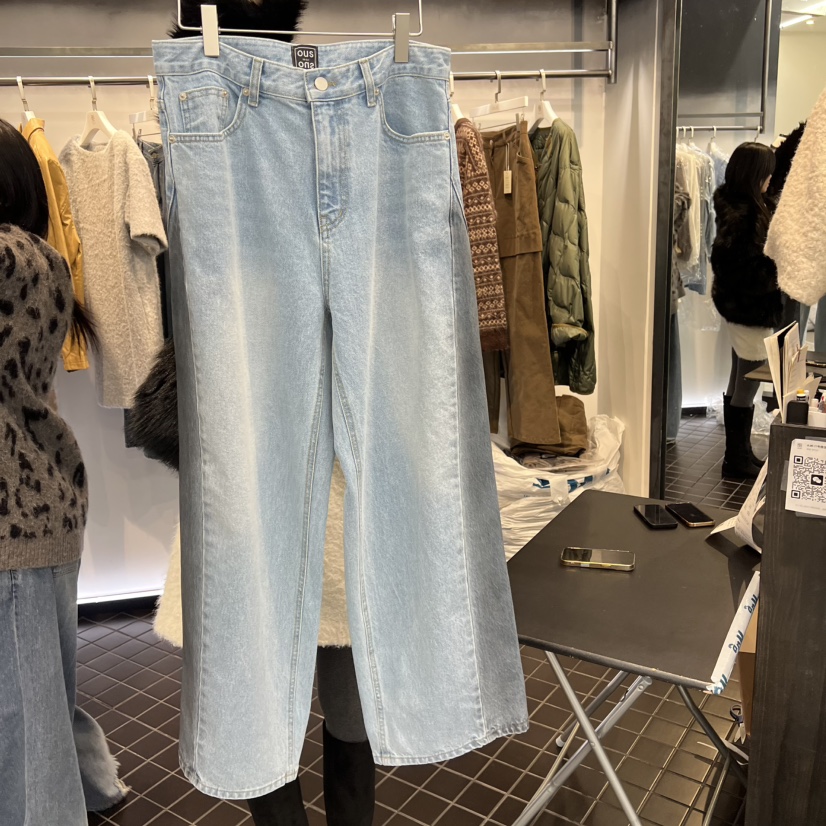 OUS/INCH-L㊣東大門實拍女士新款休閑26春夏牛仔褲春款腰帶OUS/INCH牛仔褲圖色1