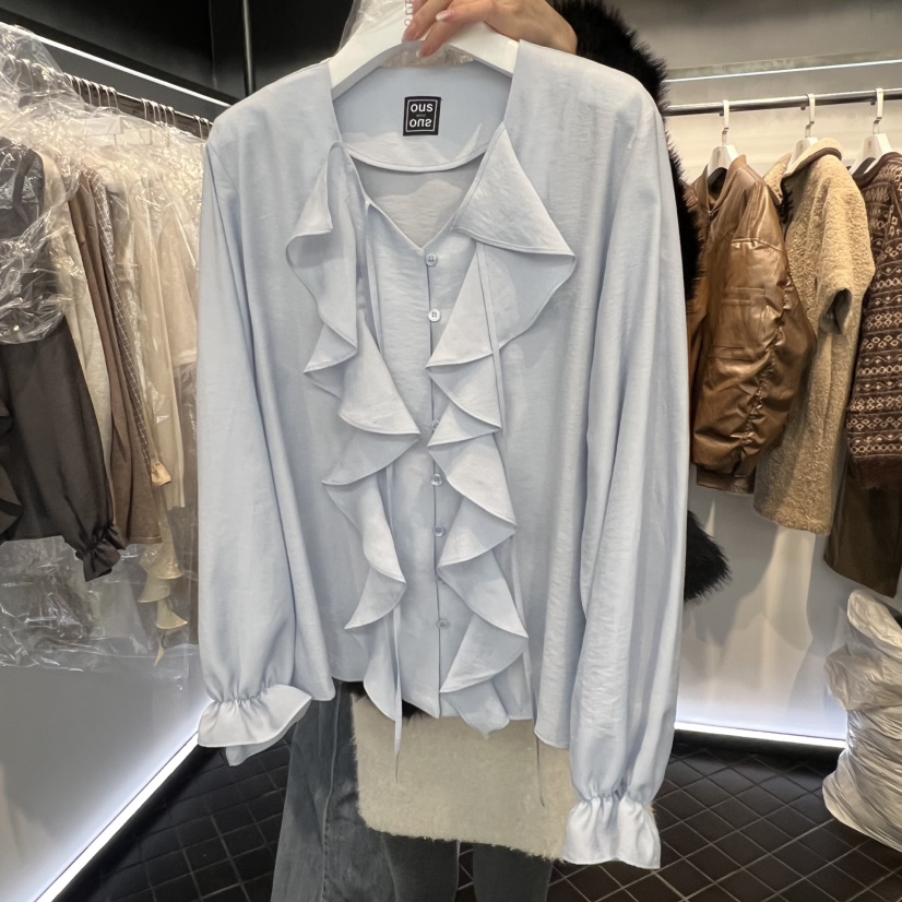 OUS/INCH-L東大門直郵㊣女士新款職業襯衫蕾絲衫荷葉邊春款OUS/INCH襯衫/蕾絲衫圖色3