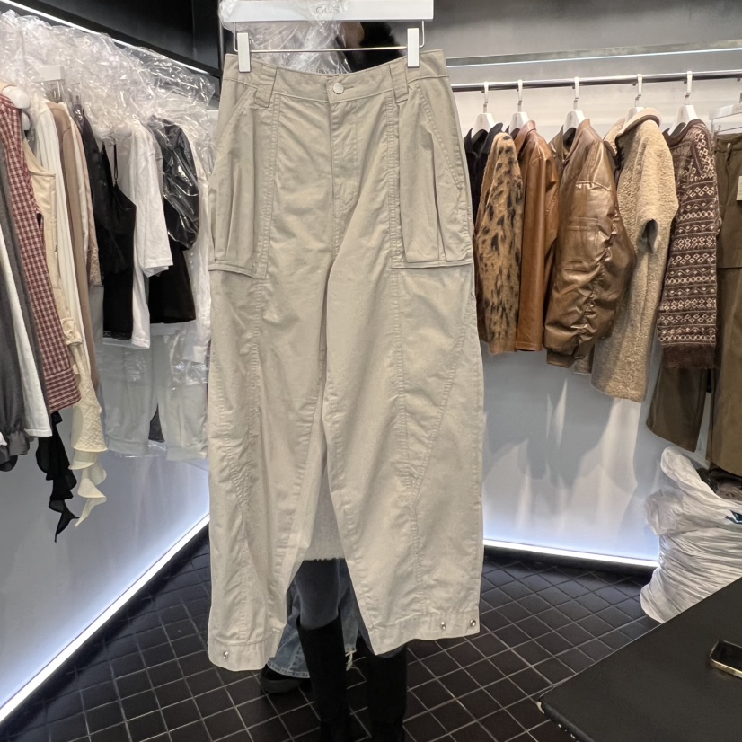 OUS/INCH-L㊣東大門實拍女裝新品職業時尚休閑褲春款褶皺OUS/INCH休閑褲圖色1