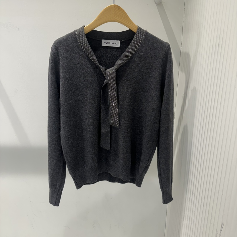 COCO HOLIC韓國代購㊣女士新品真品熱賣職業休閑26春夏針織衫COCO HOLIC針織衫圖色2墨色