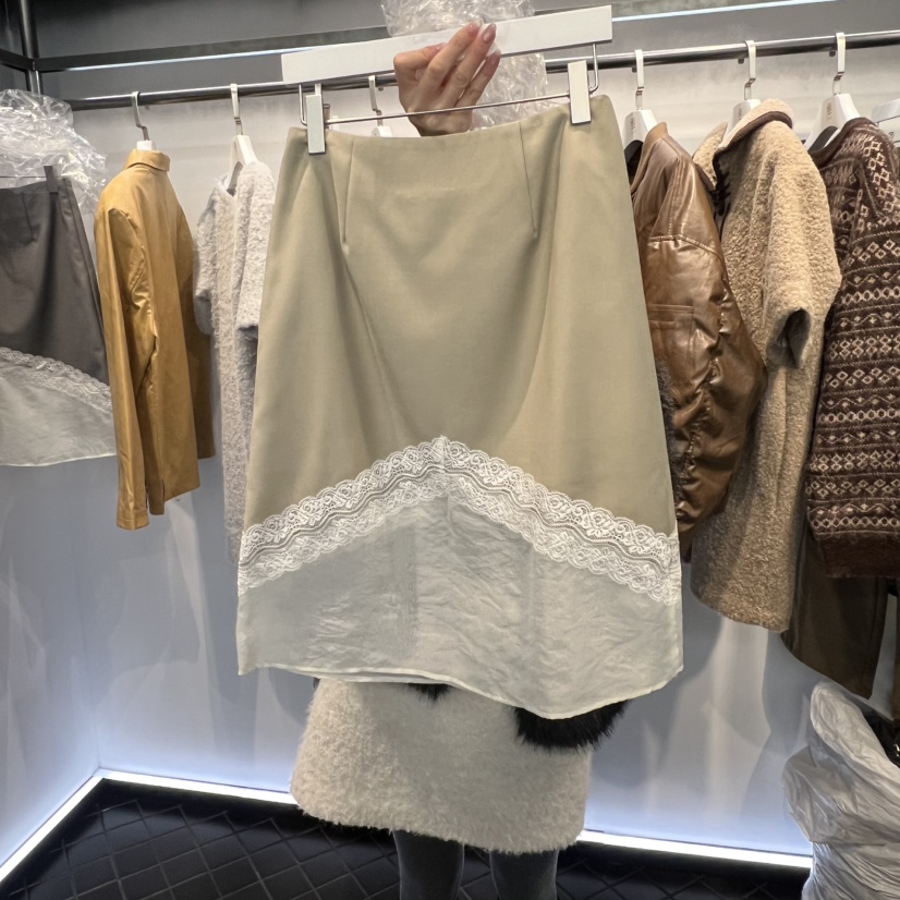 OUS/INCH-L韓國直郵㊣女士新款熱賣真品短裙歐根紗春款蕾絲OUS/INCH短裙