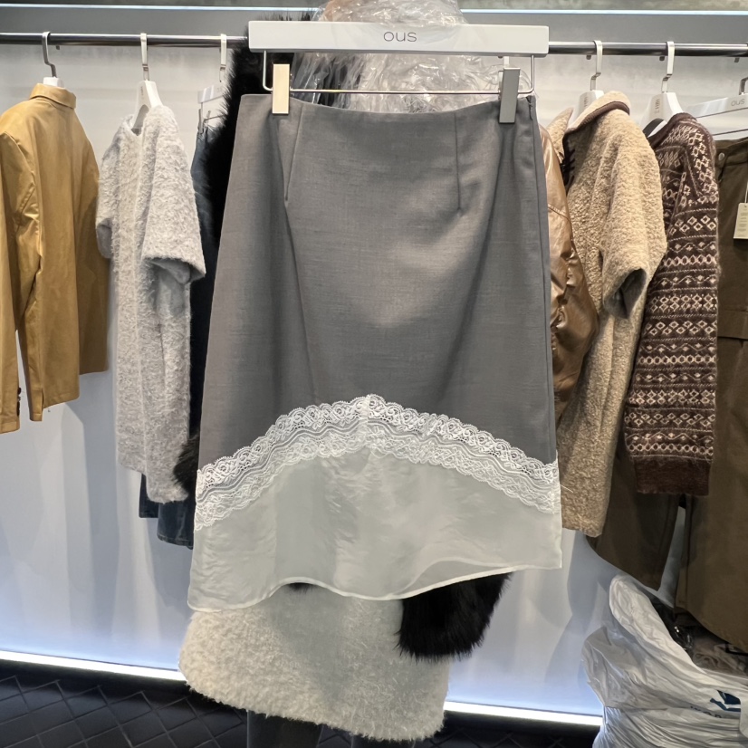 OUS/INCH-L韓國直郵㊣女士新款熱賣真品短裙歐根紗春款蕾絲OUS/INCH短裙圖色2