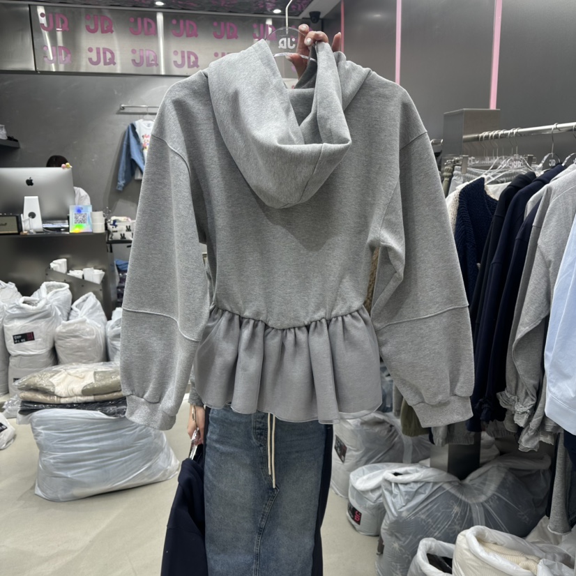 JUDYQUE韓國直郵㊣女裝新品職業26春夏人氣衛衣歐根紗春款兜帽JUDYQUE衛衣