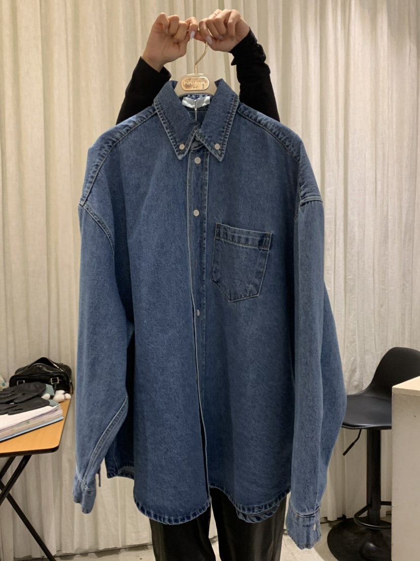 PAPERMOON韓國代購㊣女裝新款人氣職業襯衫蕾絲衫水洗春款超長paper moon襯衫/蕾絲衫圖色1