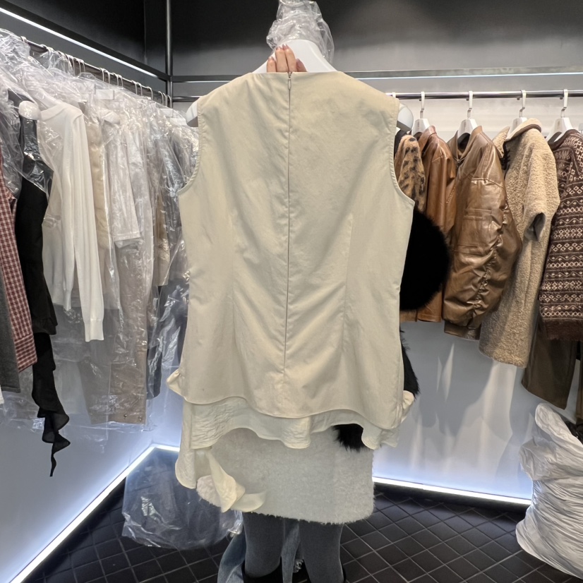 OUS/INCH-L㊣東大門代購女裝新品人氣吊帶背心荷葉邊春款OUS/INCH吊帶/背心