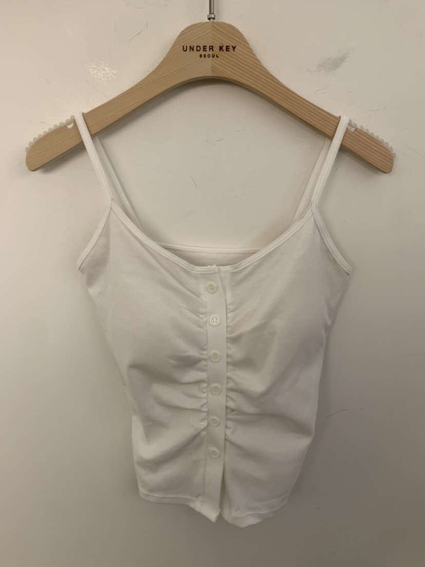 UNDER KEY㊣東大門實拍女士新款人氣時尚吊帶背心褶皺紐扣UNDER KEY吊帶/背心圖色4
