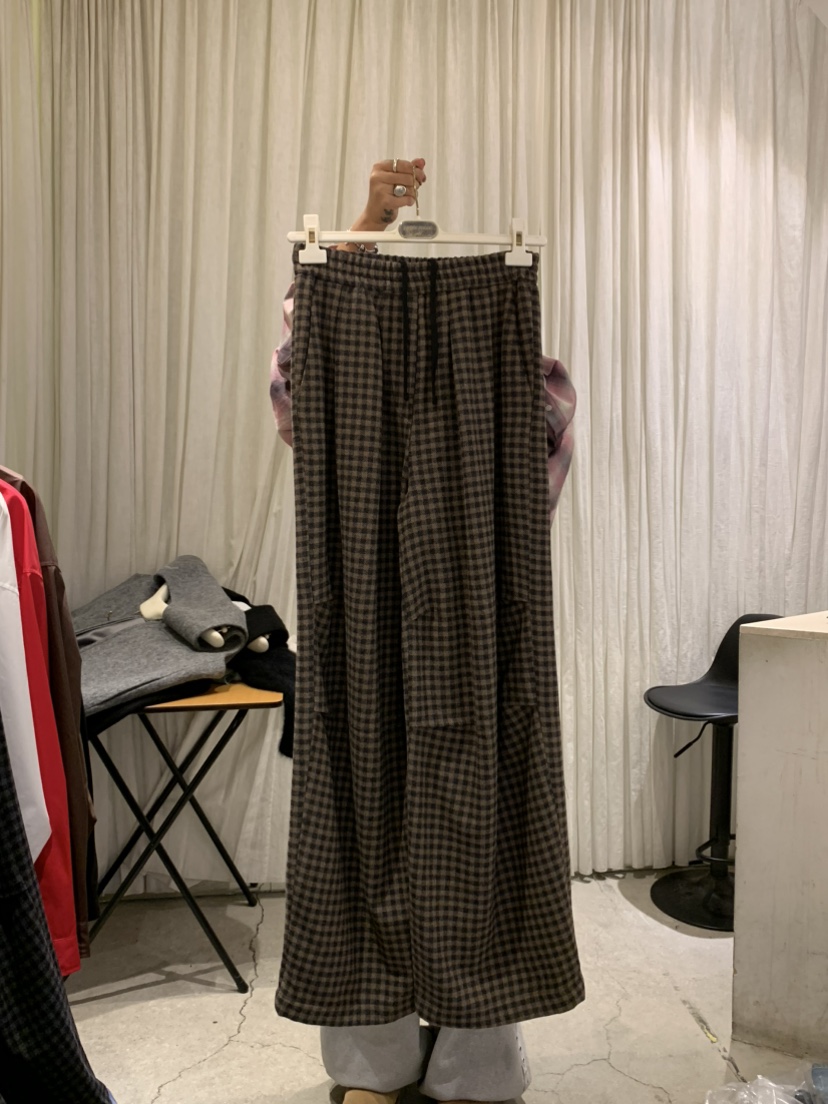 PAPERMOON韓國代購㊣女裝新款26春夏休閑褲闊腿褲羊毛春款格紋條紋paper moon休閑褲圖色2