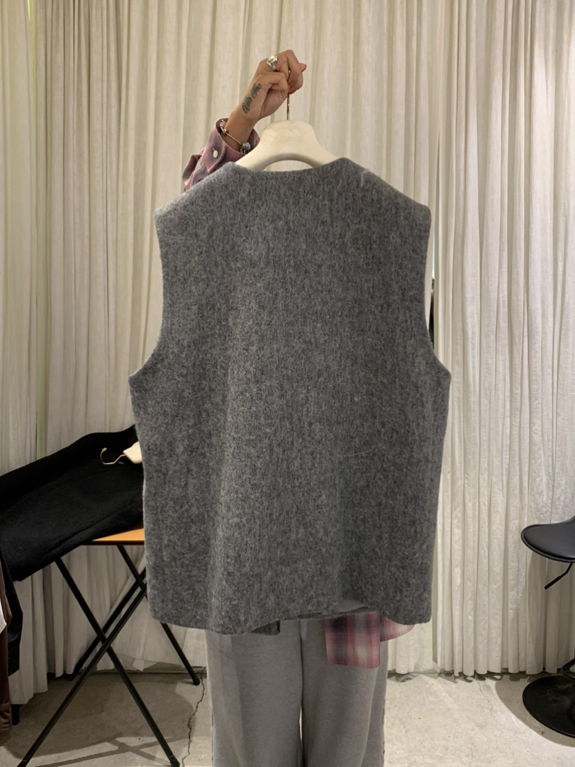 PAPERMOON㊣東大門代購女士新款職業人氣馬甲羊駝毛拉鏈春款paper moon馬甲