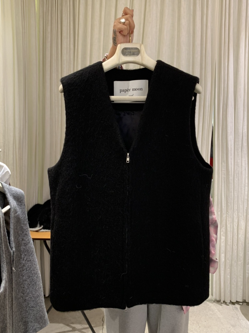 PAPERMOON㊣東大門代購女士新款職業人氣馬甲羊駝毛拉鏈春款paper moon馬甲圖色1