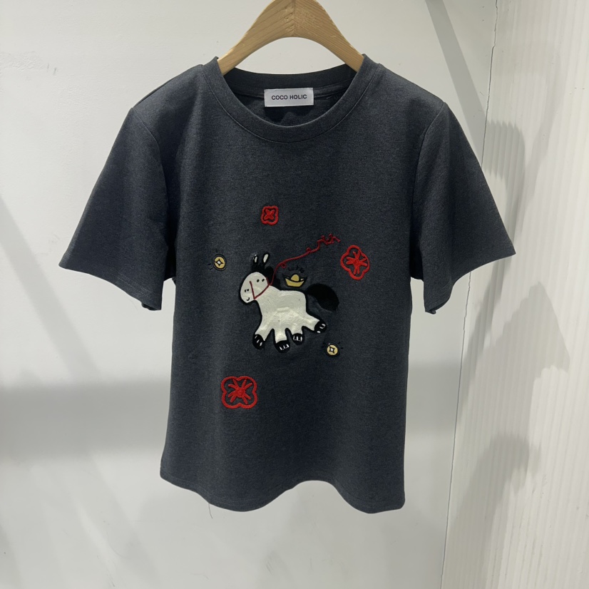 COCO HOLIC韓國代購㊣女裝新品推薦職業熱賣人氣休閑時尚T恤COCO HOLICT恤圖色2
