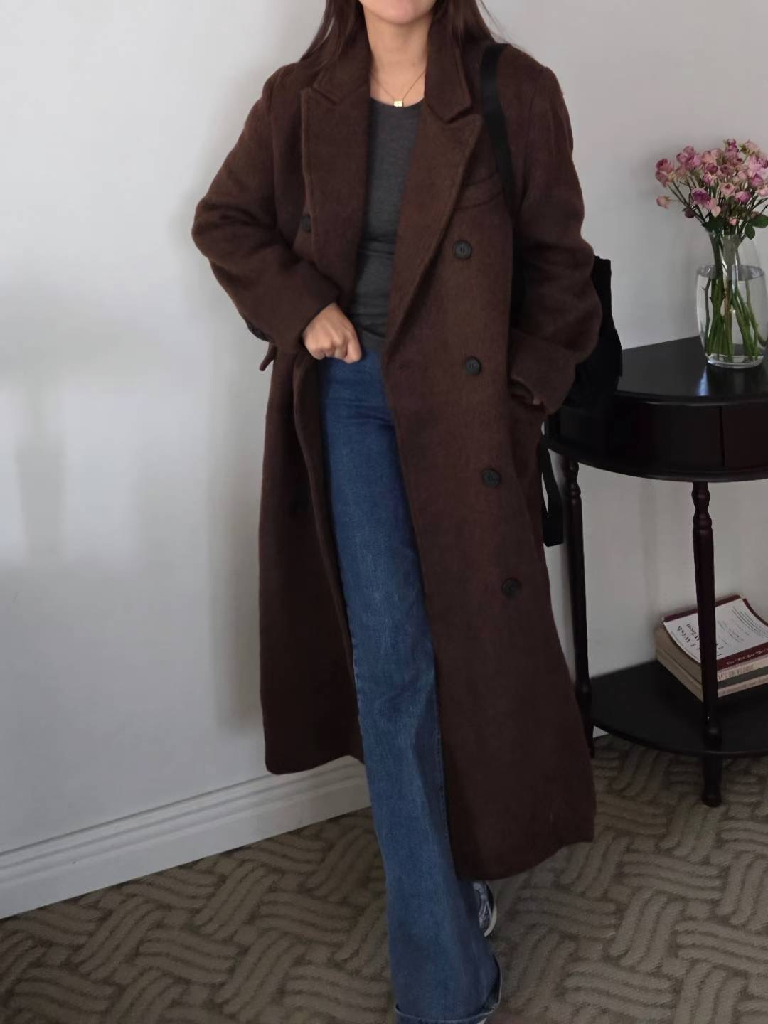 HONESTY-허니스티-T㊣東大門代購女裝新品休閑中長款大衣羊毛HONESTY中長款大衣圖色1