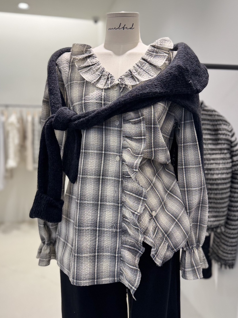 MELTED-P韓國代購㊣女裝新款人氣推薦休閑熱賣職業襯衫蕾絲衫MELTED-P襯衫/蕾絲衫