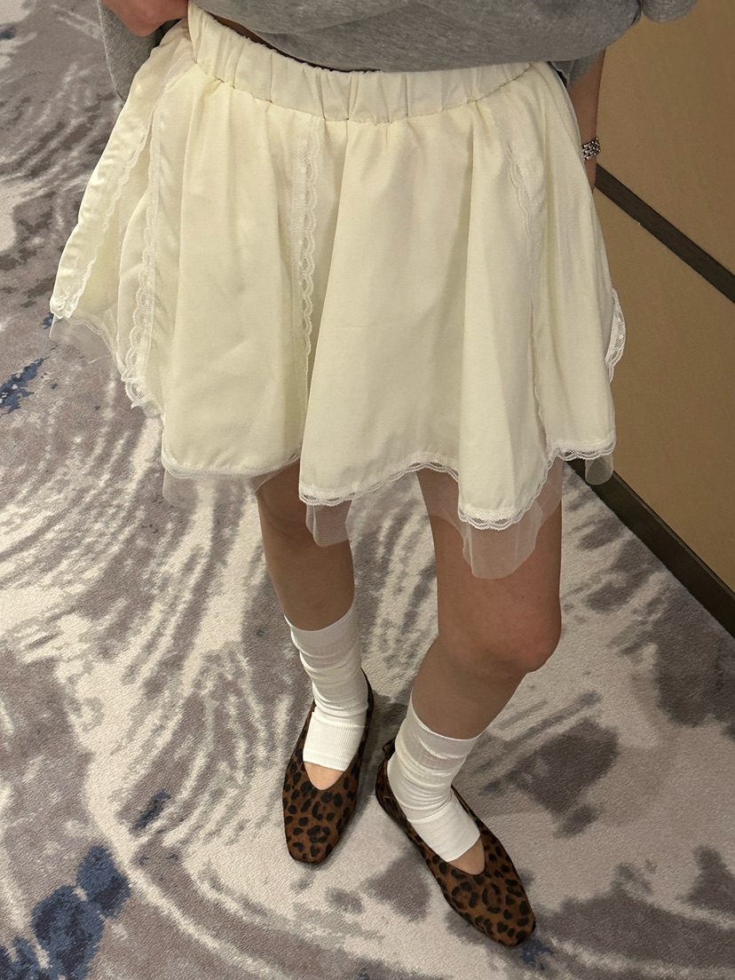 ZEROZERO韓國直郵㊣女裝新款時尚熱賣26春夏職業裙褲蕾絲緞面ZEROZERO裙褲圖色1