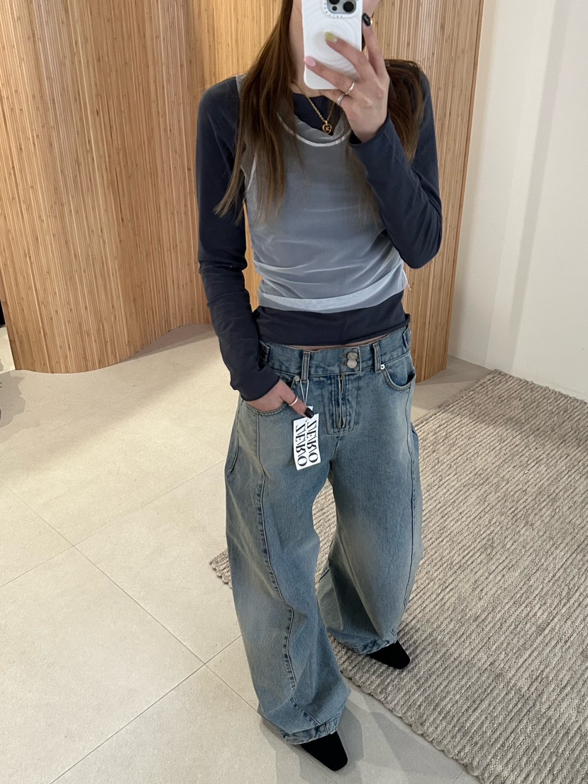 ZEROZERO韓國代購㊣女士新品推薦熱賣26春夏職業牛仔褲復古ZEROZERO牛仔褲