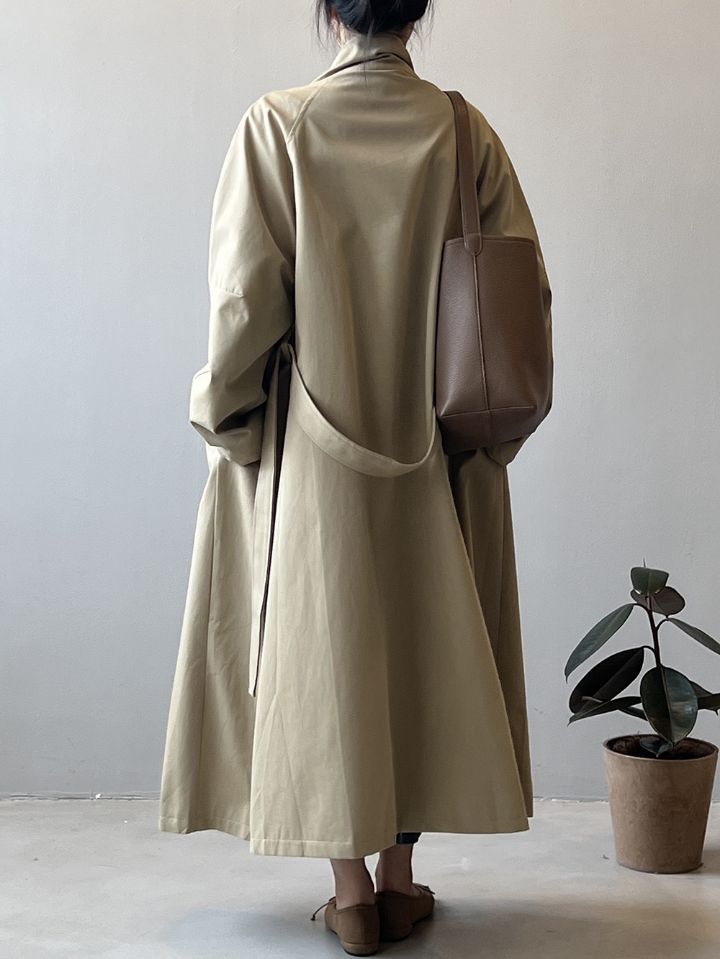 STAY HERE㊣東大門代購女裝新品26春夏熱賣長款風衣含腰帶STAY HERE長款風衣