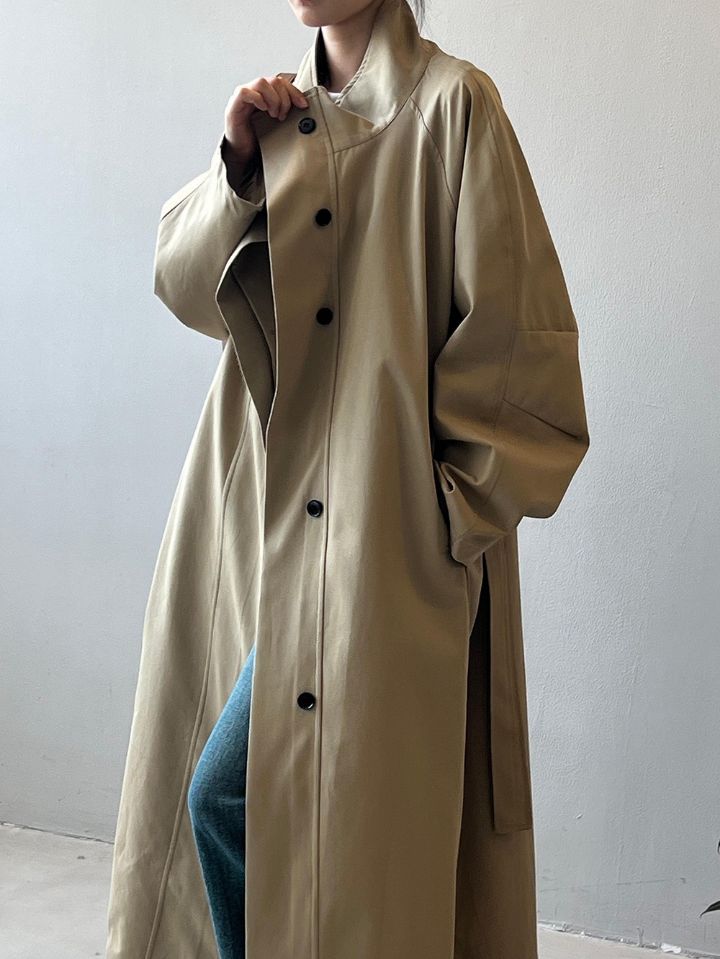 STAY HERE㊣東大門代購女裝新品26春夏熱賣長款風衣含腰帶STAY HERE長款風衣