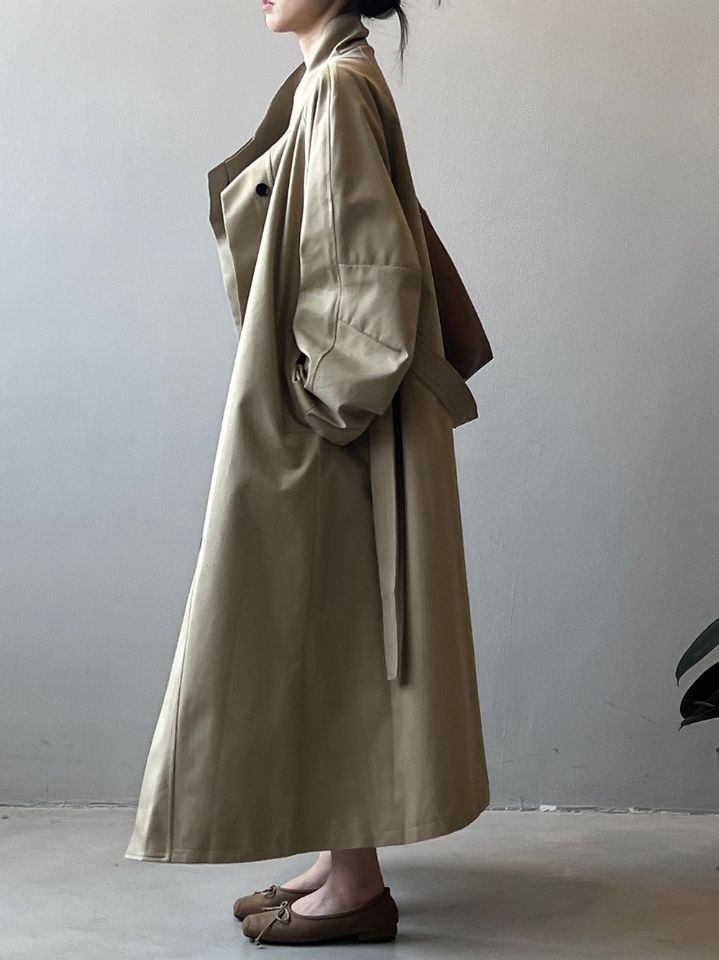 STAY HERE㊣東大門代購女裝新品26春夏熱賣長款風衣含腰帶STAY HERE長款風衣