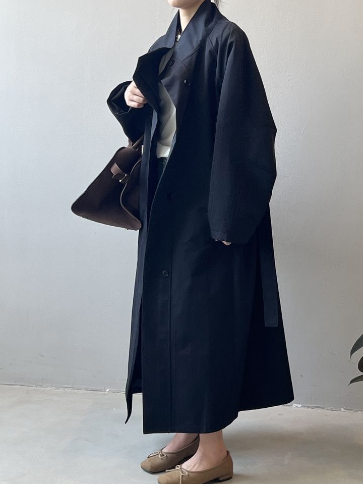 STAY HERE㊣東大門代購女裝新品26春夏熱賣長款風衣含腰帶STAY HERE長款風衣圖色2