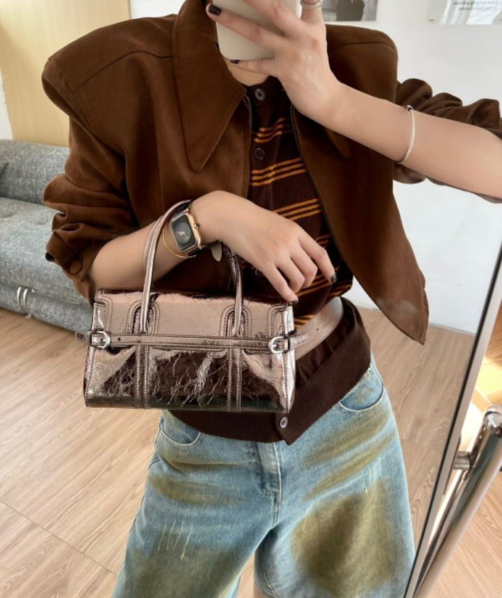 TROUVAILLE東大門直郵㊣女裝新品熱賣手拿包腋下包牛皮系帶TROUVAILLE手拿包/腋下包