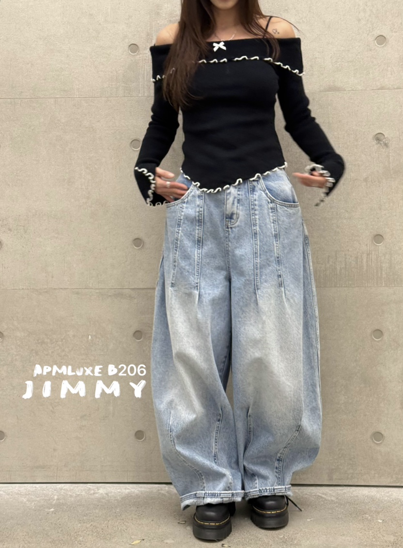 JIMMY韓國代購㊣女裝新款職業推薦人氣真品休閑熱賣26春夏牛仔褲JIMMY/REMAKE牛仔褲