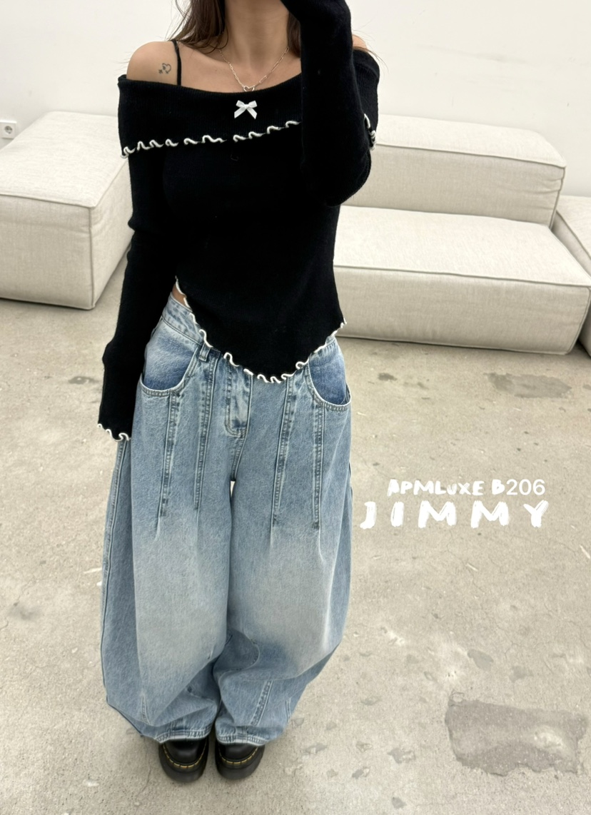 JIMMY韓國代購㊣女裝新款職業推薦人氣真品休閑熱賣26春夏牛仔褲JIMMY/REMAKE牛仔褲