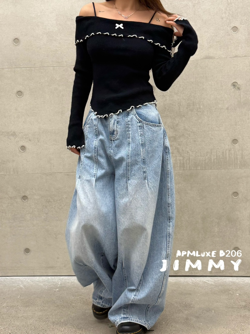 JIMMY韓國代購㊣女裝新款職業推薦人氣真品休閑熱賣26春夏牛仔褲JIMMY/REMAKE牛仔褲