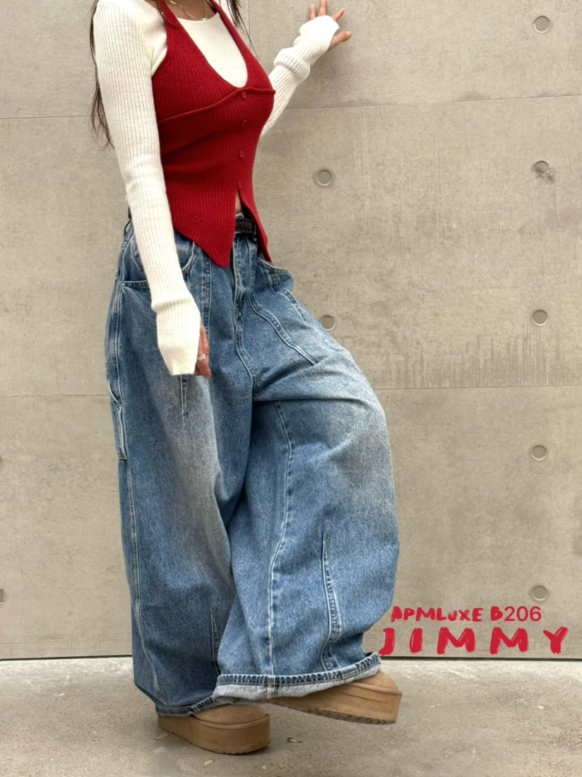 JIMMY韓國代購㊣女裝新款職業推薦人氣真品休閑熱賣26春夏牛仔褲JIMMY/REMAKE牛仔褲