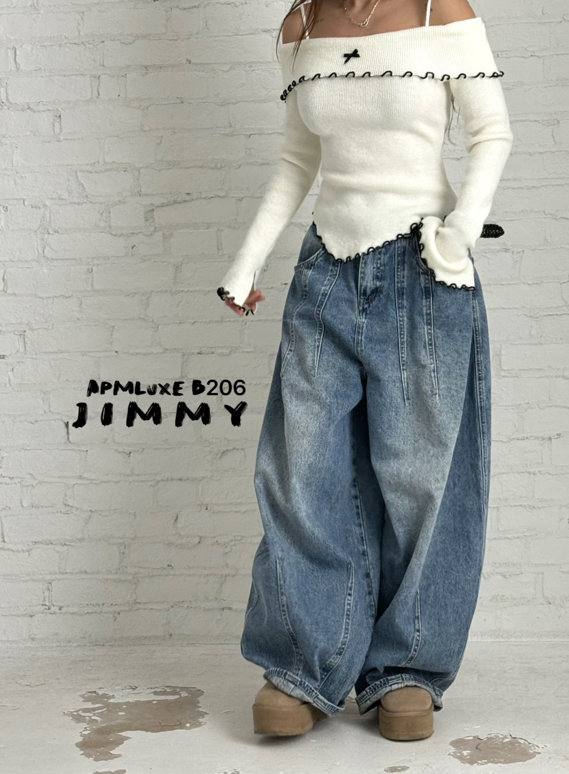 JIMMY韓國代購㊣女裝新款職業推薦人氣真品休閑熱賣26春夏牛仔褲JIMMY/REMAKE牛仔褲