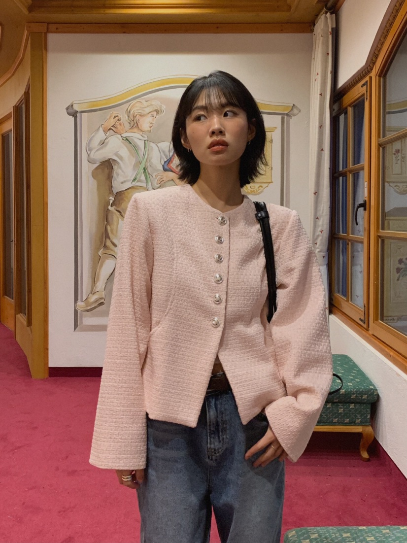 MOSMOS韓國直郵㊣女裝新品人氣休閑時尚真品推薦夾克粗花呢MOSMOS夾克