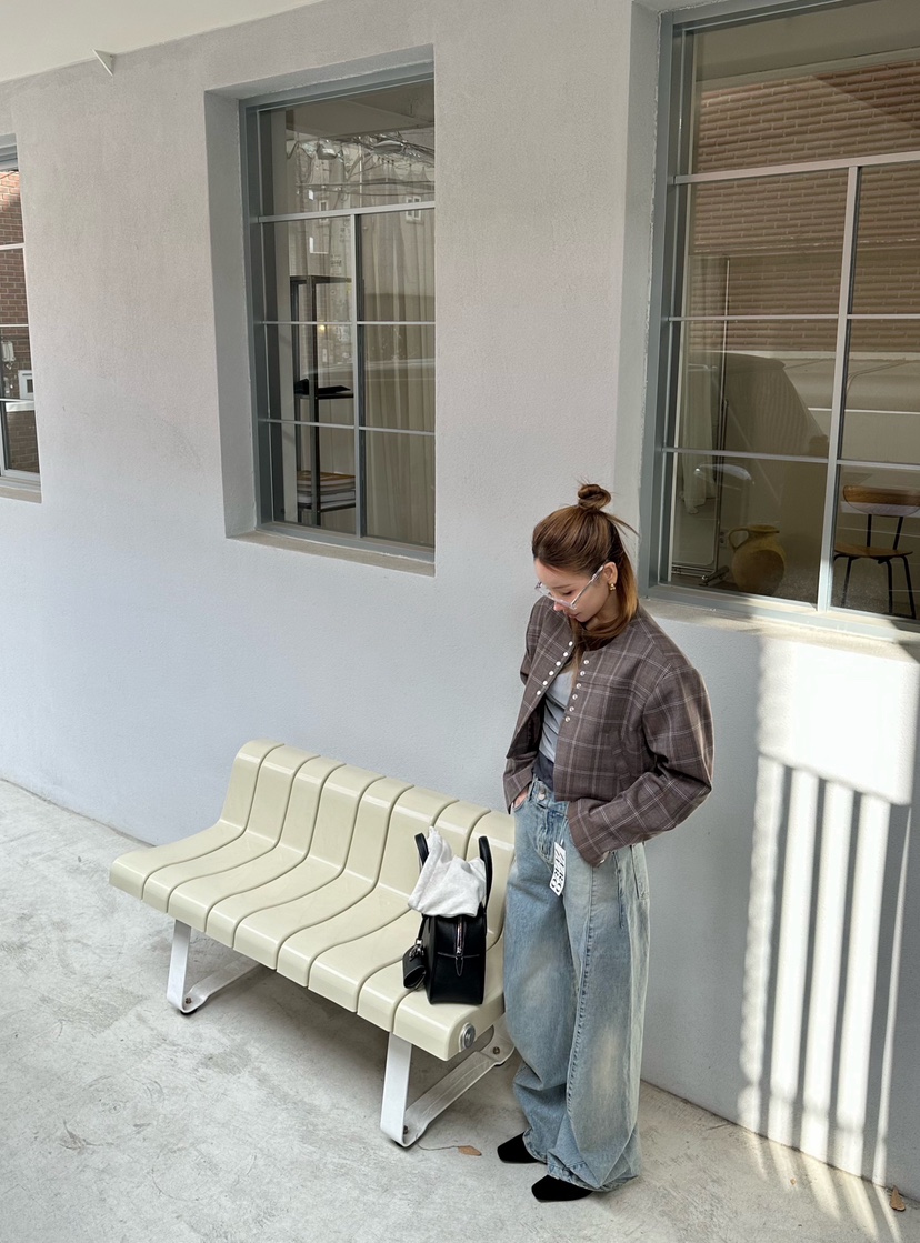 ZEROZERO韓國代購㊣女士新品熱賣人氣夾克帽子可拆卸格紋連帽ZEROZERO夾克