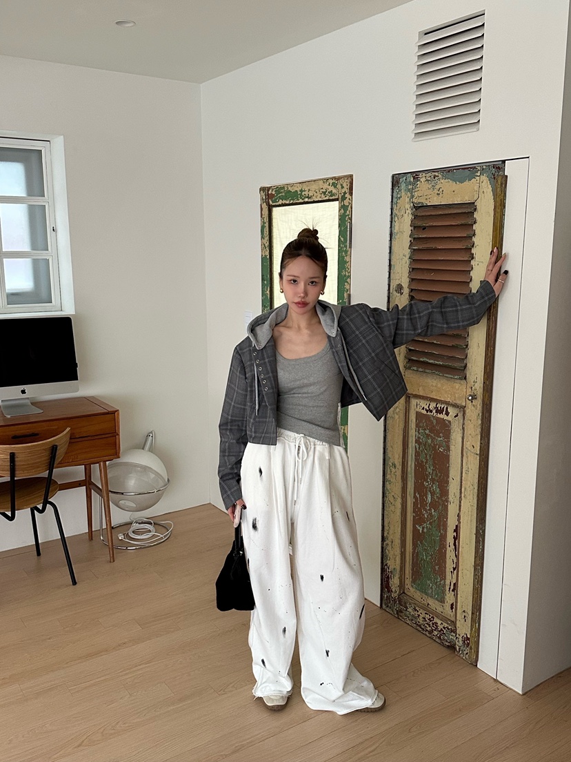 ZEROZERO韓國代購㊣女士新品熱賣人氣夾克帽子可拆卸格紋連帽ZEROZERO夾克