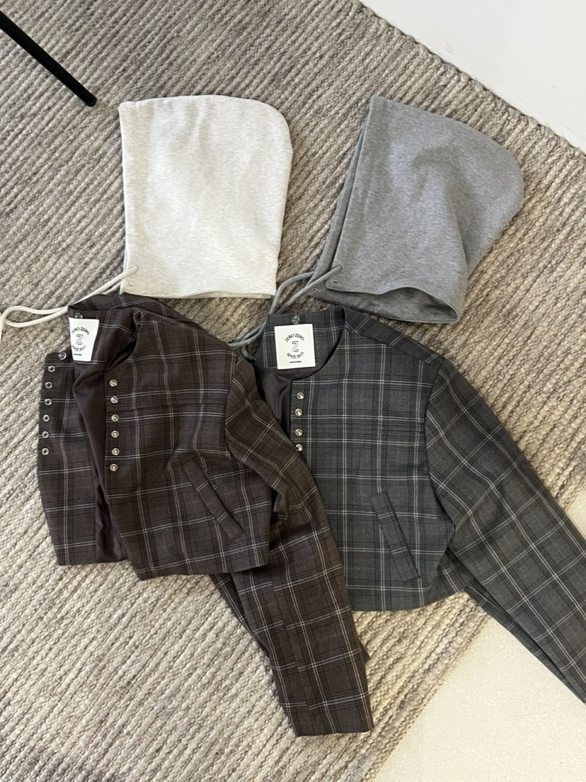 ZEROZERO韓國代購㊣女士新品熱賣人氣夾克帽子可拆卸格紋連帽ZEROZERO夾克