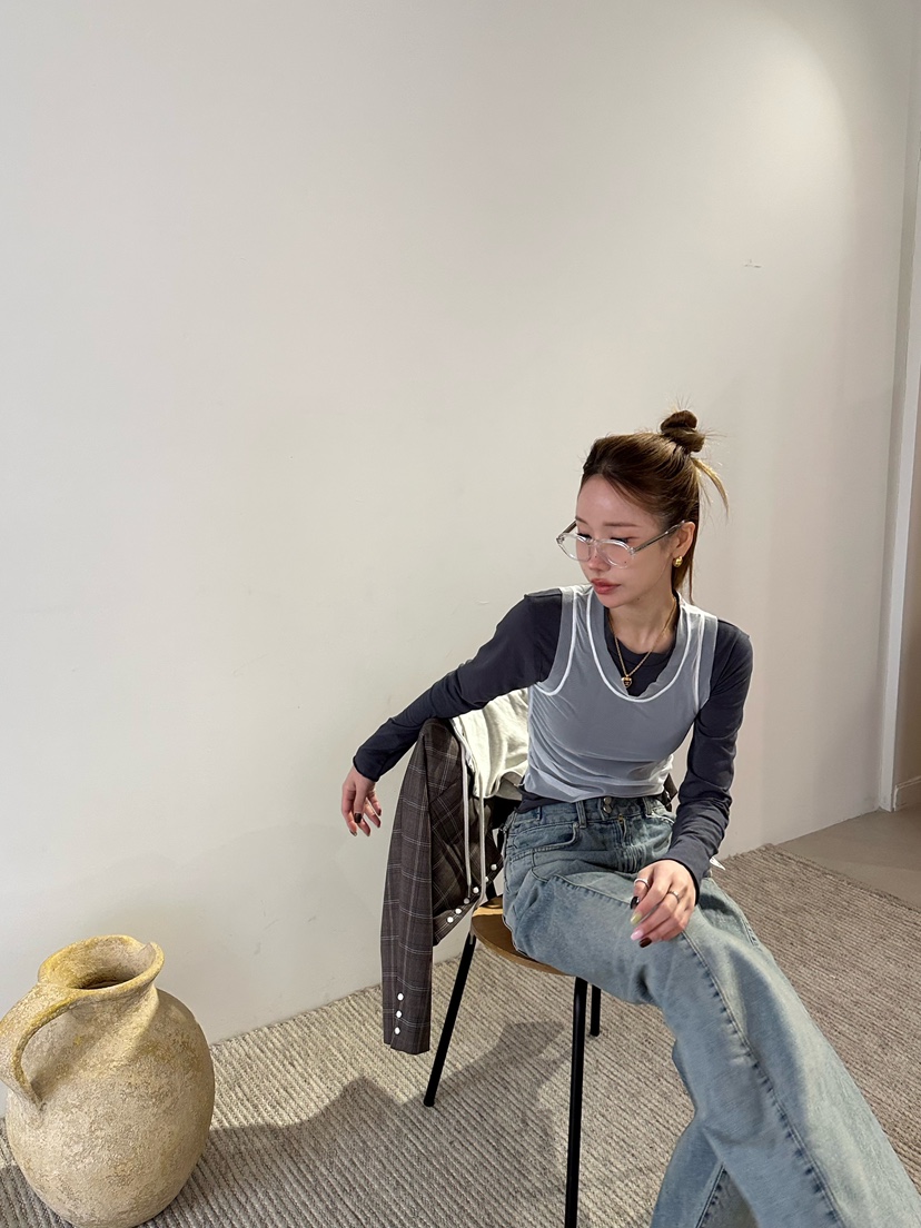 ZEROZERO韓國代購㊣女裝新品真品職業人氣26春夏長袖T恤雙層ZEROZERO長袖T恤