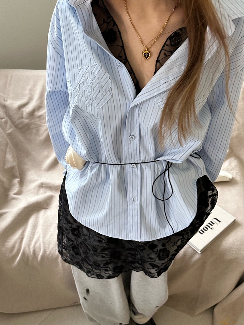 ZEROZERO㊣東大門實拍女士新款時尚推薦人氣襯衫蕾絲衫刺繡ZEROZERO襯衫/蕾絲衫