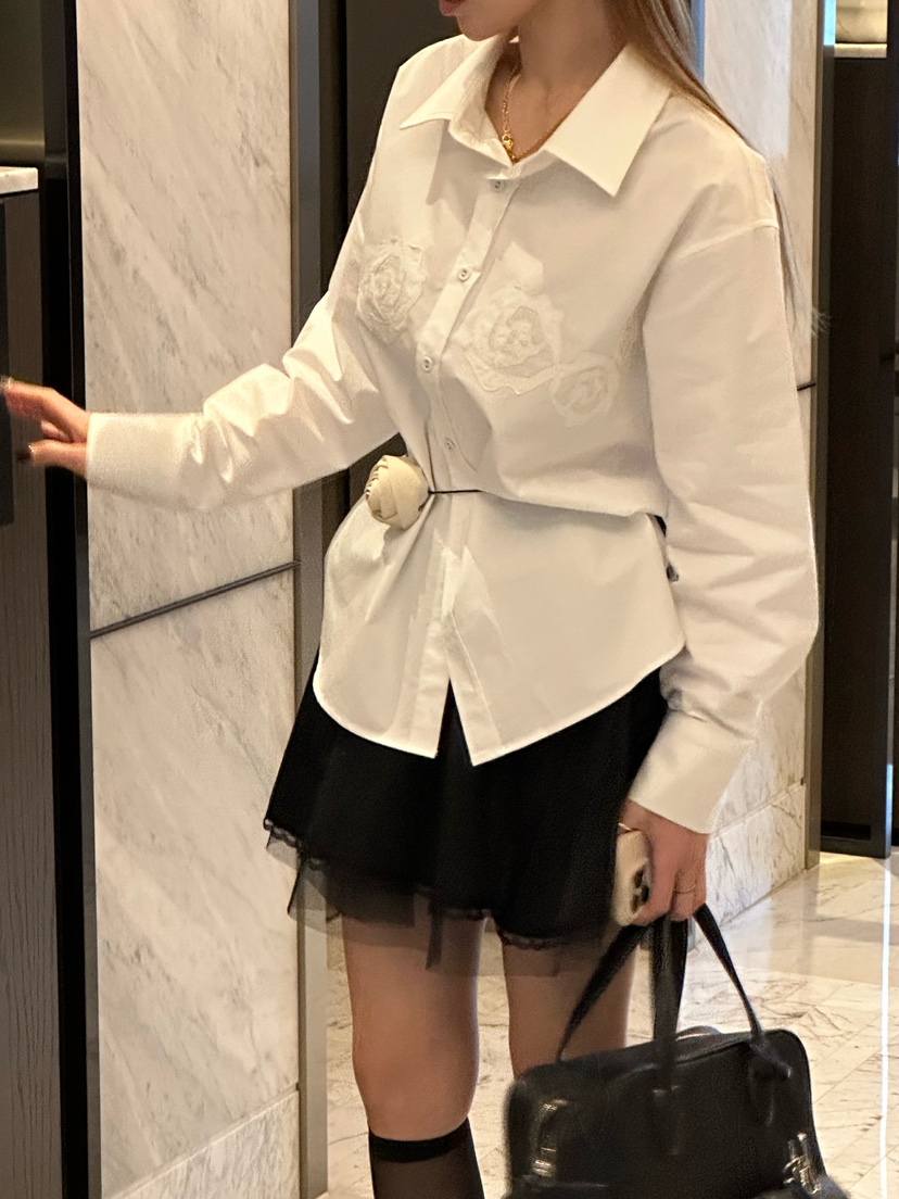 ZEROZERO㊣東大門實拍女士新款時尚推薦人氣襯衫蕾絲衫刺繡ZEROZERO襯衫/蕾絲衫圖色1