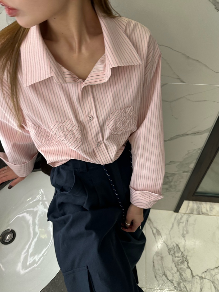 ZEROZERO㊣東大門實拍女士新款時尚推薦人氣襯衫蕾絲衫刺繡ZEROZERO襯衫/蕾絲衫圖色3