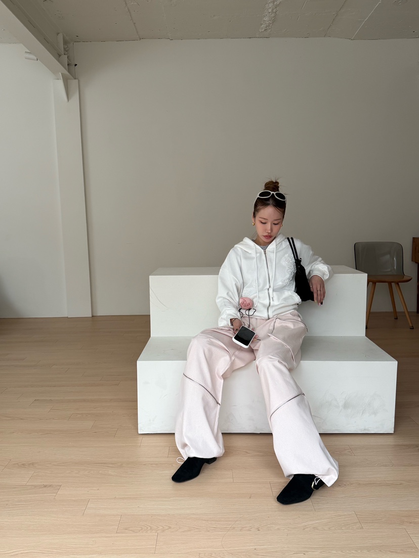 ZEROZERO㊣東大門實拍女裝新品推薦職業衛衣連帽拉鏈衫蕾絲ZEROZERO衛衣