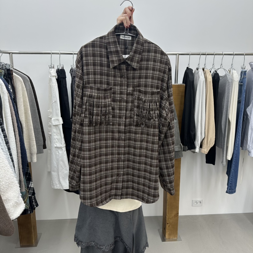 ENHANCE東大門直郵㊣女裝新款真品休閑人氣時尚襯衫蕾絲衫流蘇ENHANCE襯衫/蕾絲衫圖色1