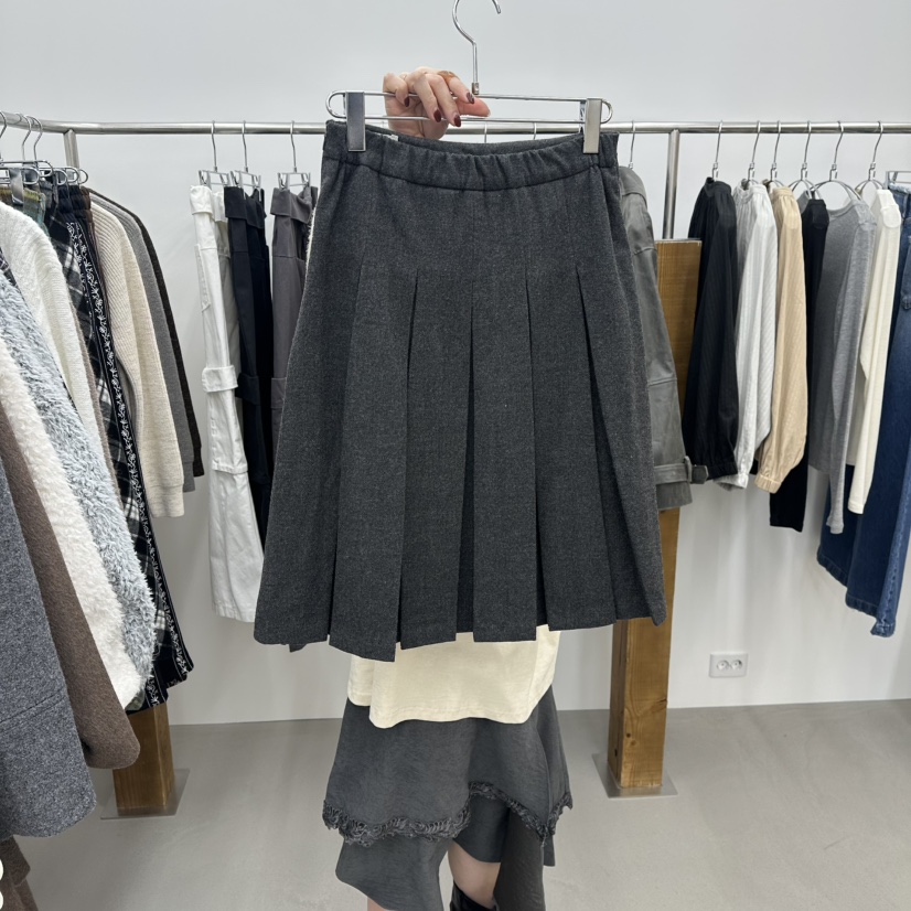 ENHANCE韓國直郵㊣女裝新品休閑人氣職業真品半身裙中短裙褶皺ENHANCE半身裙/中短裙