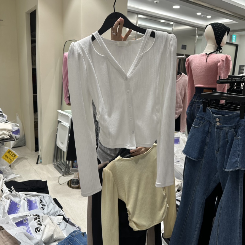 MONOPOLY韓國代購㊣女士新款26春夏真品職業熱賣長袖T恤春款MONO_POLY長袖T恤圖色1