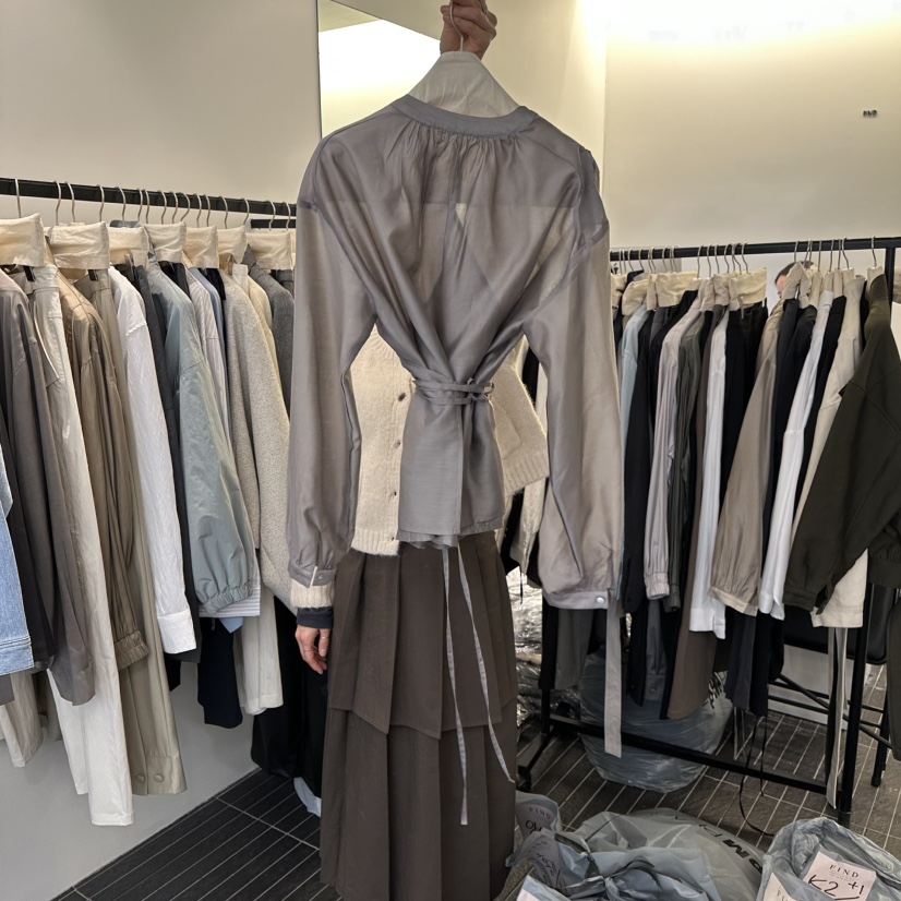 FIND-P韓國代購㊣女裝新款人氣休閑時尚襯衫蕾絲衫春款透明FIND-P襯衫/蕾絲衫