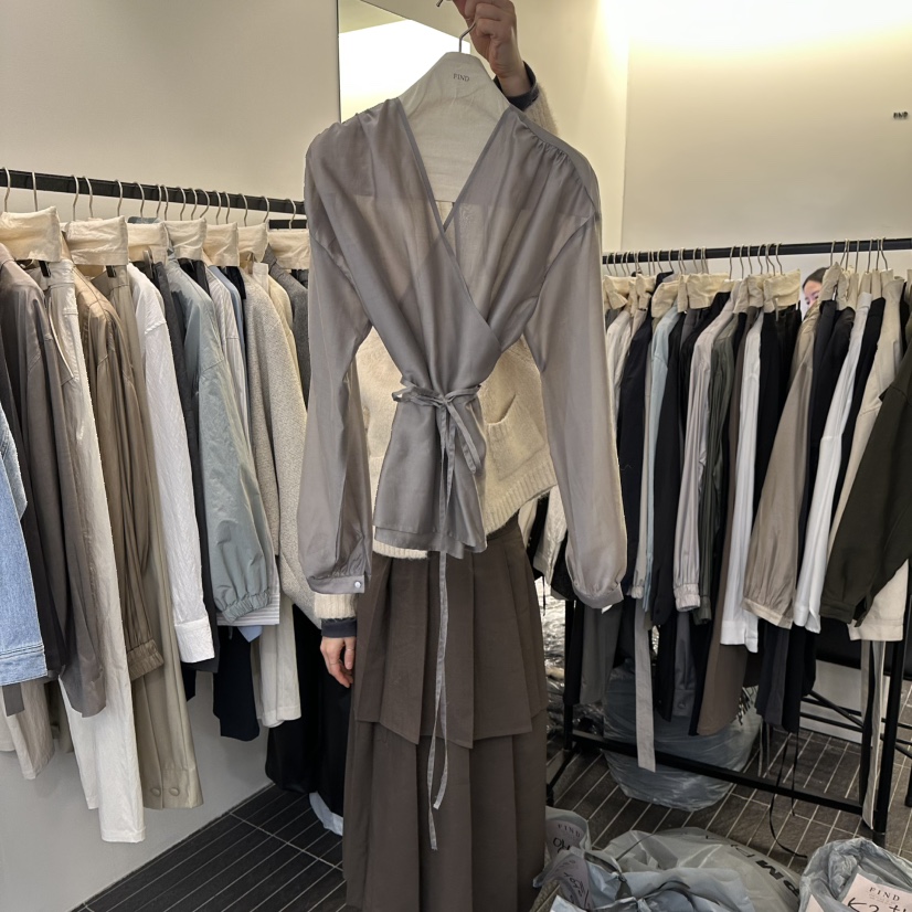 FIND-P韓國代購㊣女裝新款人氣休閑時尚襯衫蕾絲衫春款透明FIND-P襯衫/蕾絲衫圖色1