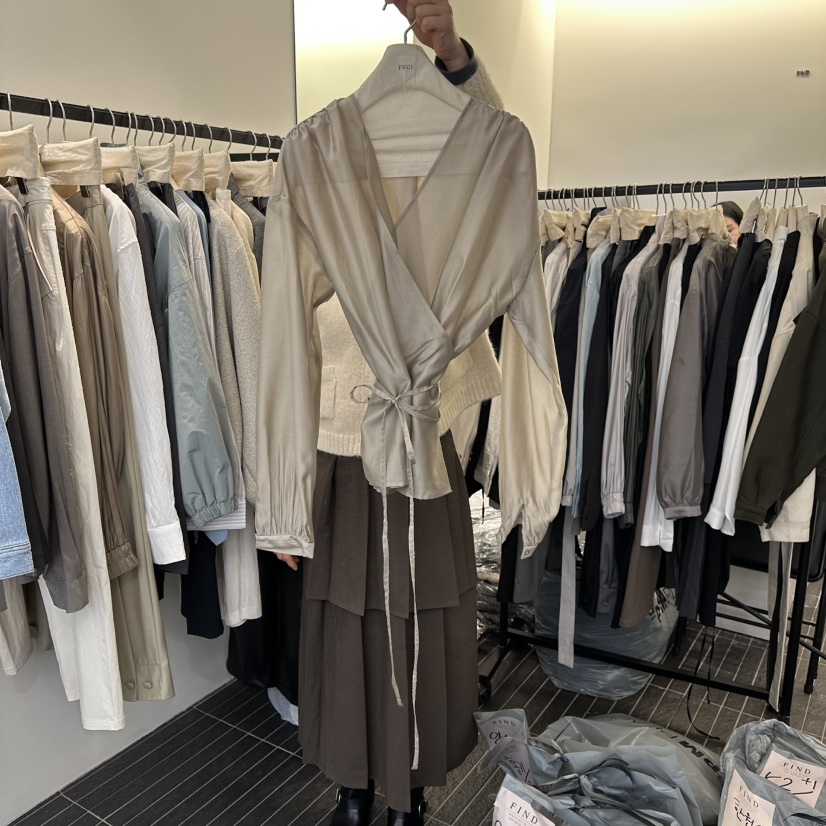 FIND-P韓國代購㊣女裝新款人氣休閑時尚襯衫蕾絲衫春款透明FIND-P襯衫/蕾絲衫圖色2