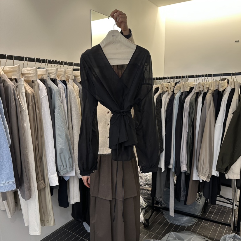 FIND-P韓國代購㊣女裝新款人氣休閑時尚襯衫蕾絲衫春款透明FIND-P襯衫/蕾絲衫圖色3