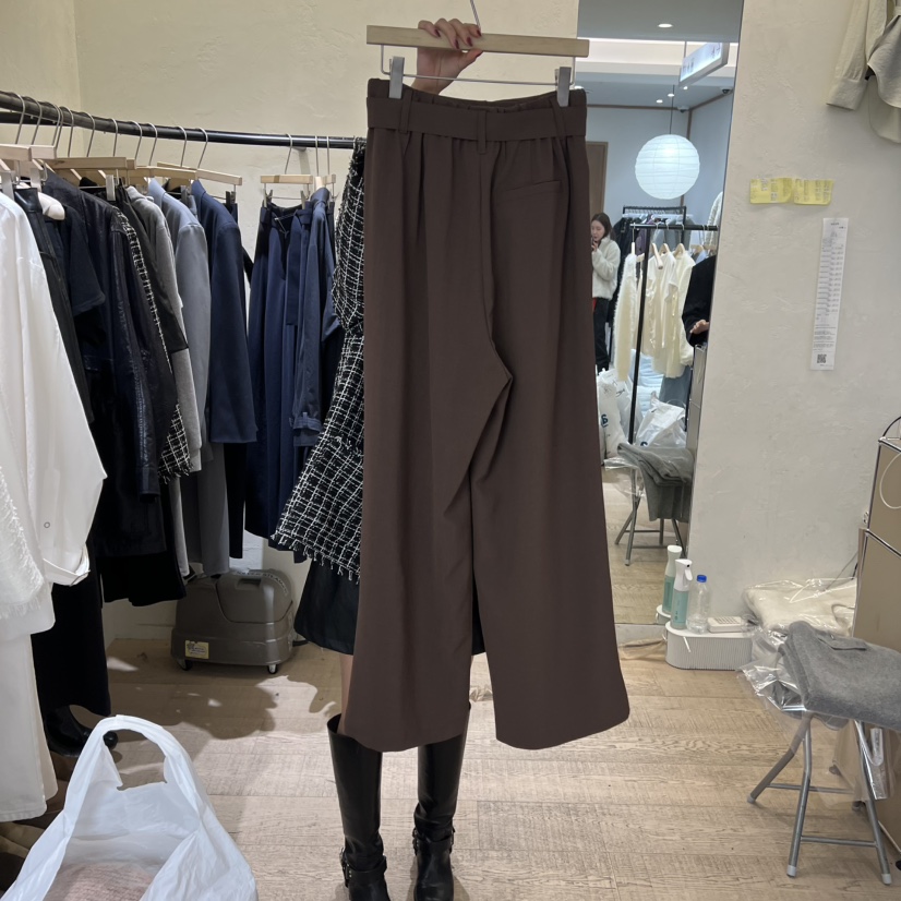 W AND J韓國代購㊣女士新款休閑推薦職業休閑褲含腰帶春款W AND J休閑褲