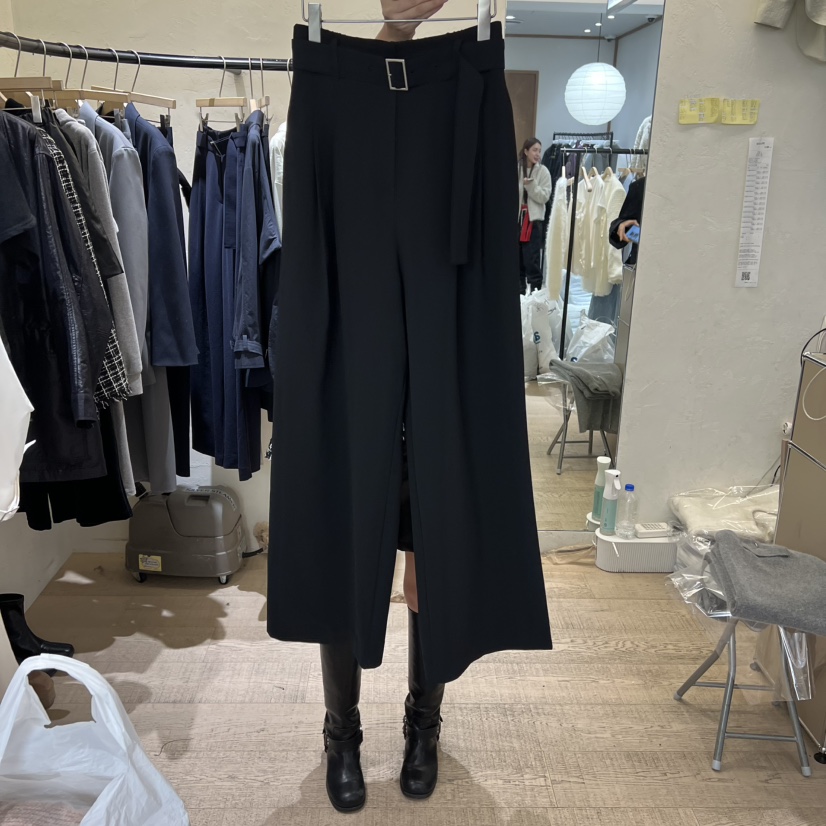 W AND J韓國代購㊣女士新款休閑推薦職業休閑褲含腰帶春款W AND J休閑褲圖色3